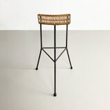 Rattan and Iron Bar Stool by Dennis Lennon, England, c.1950
