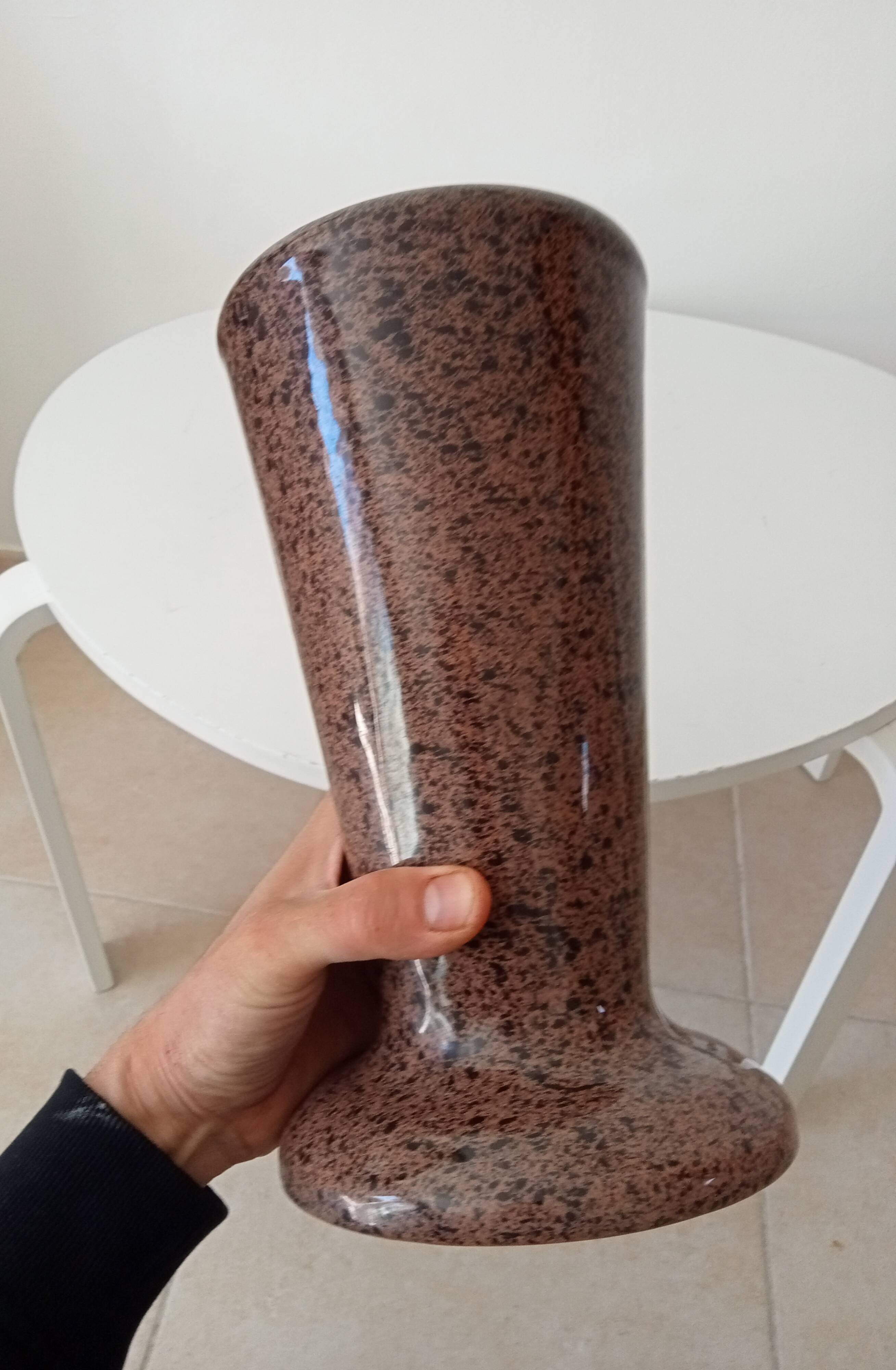 Vintage speckled granite vase
