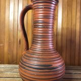 Old brown & orange ceramic pitcher vase w. germany vintage #a470