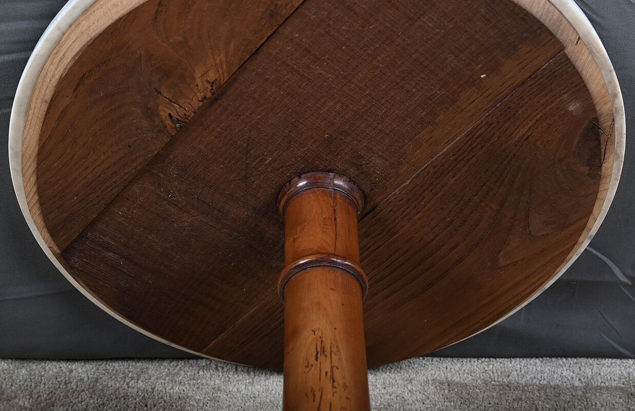 Walnut and marble gueridon, Restoration style – early 20th century