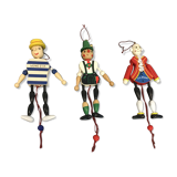 Articulated wooden pantins