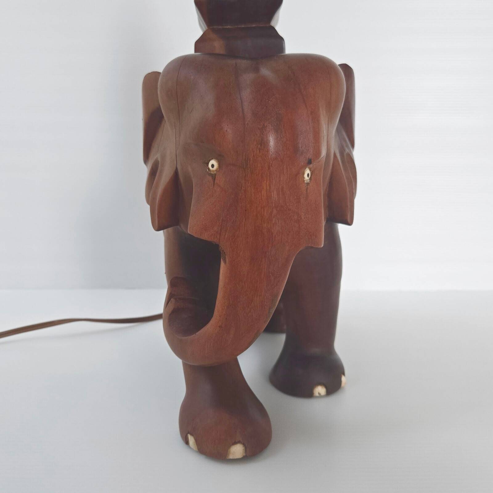 Magnificent vintage art deco elephant lamp 1940s 1950s in solid wood 40s 50s