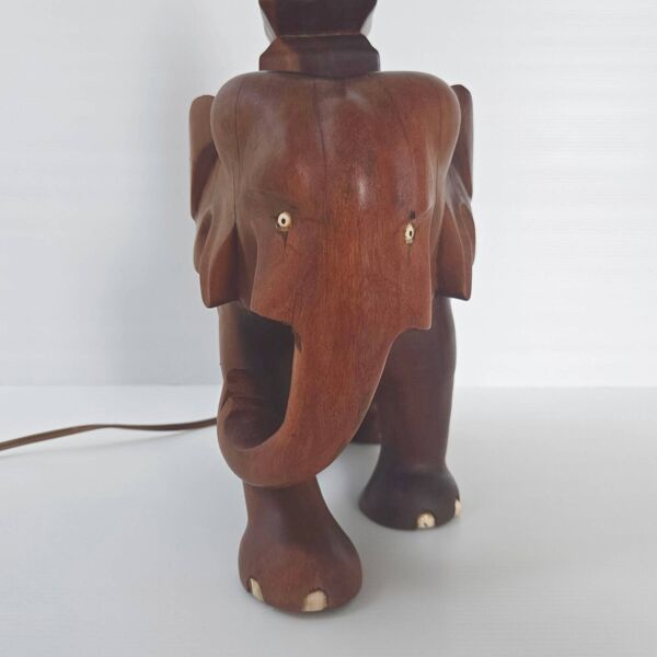 Magnifique lampe elephant vintage art deco 1940 1950 en bois massif 40s 50s