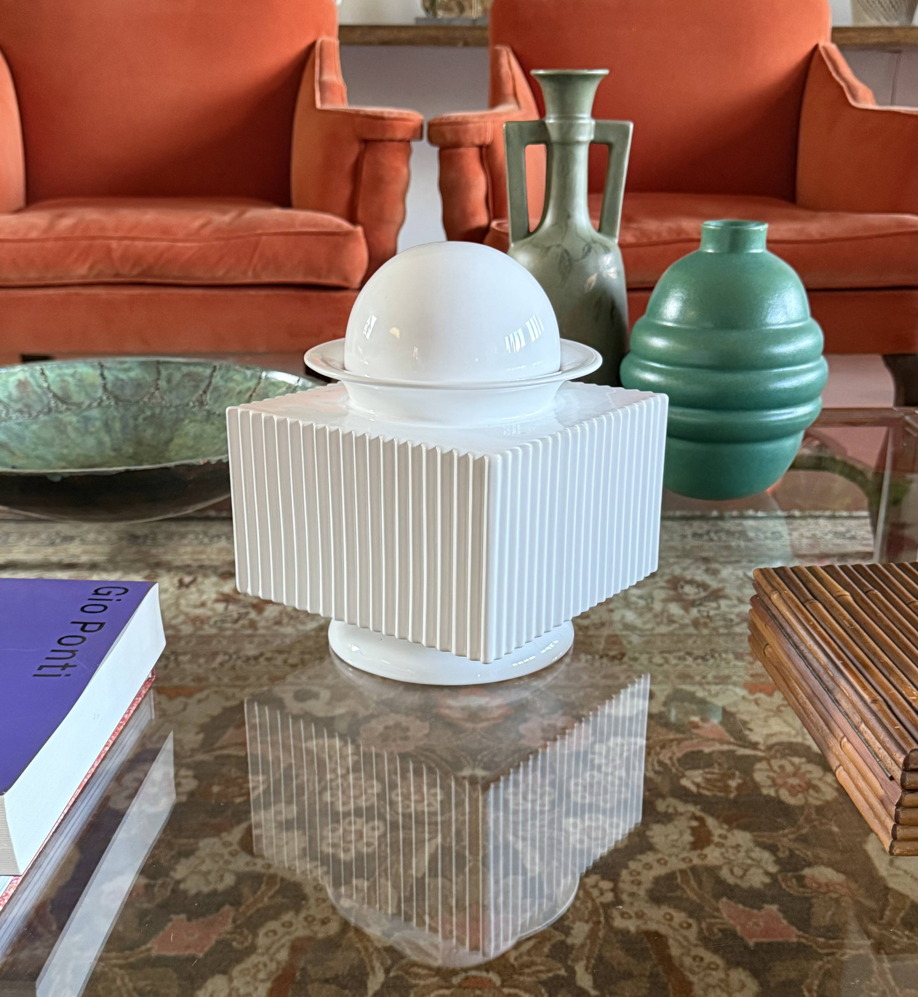 Sergio Asti, postmodern white ceramic vase, Cedit Italy 1970s