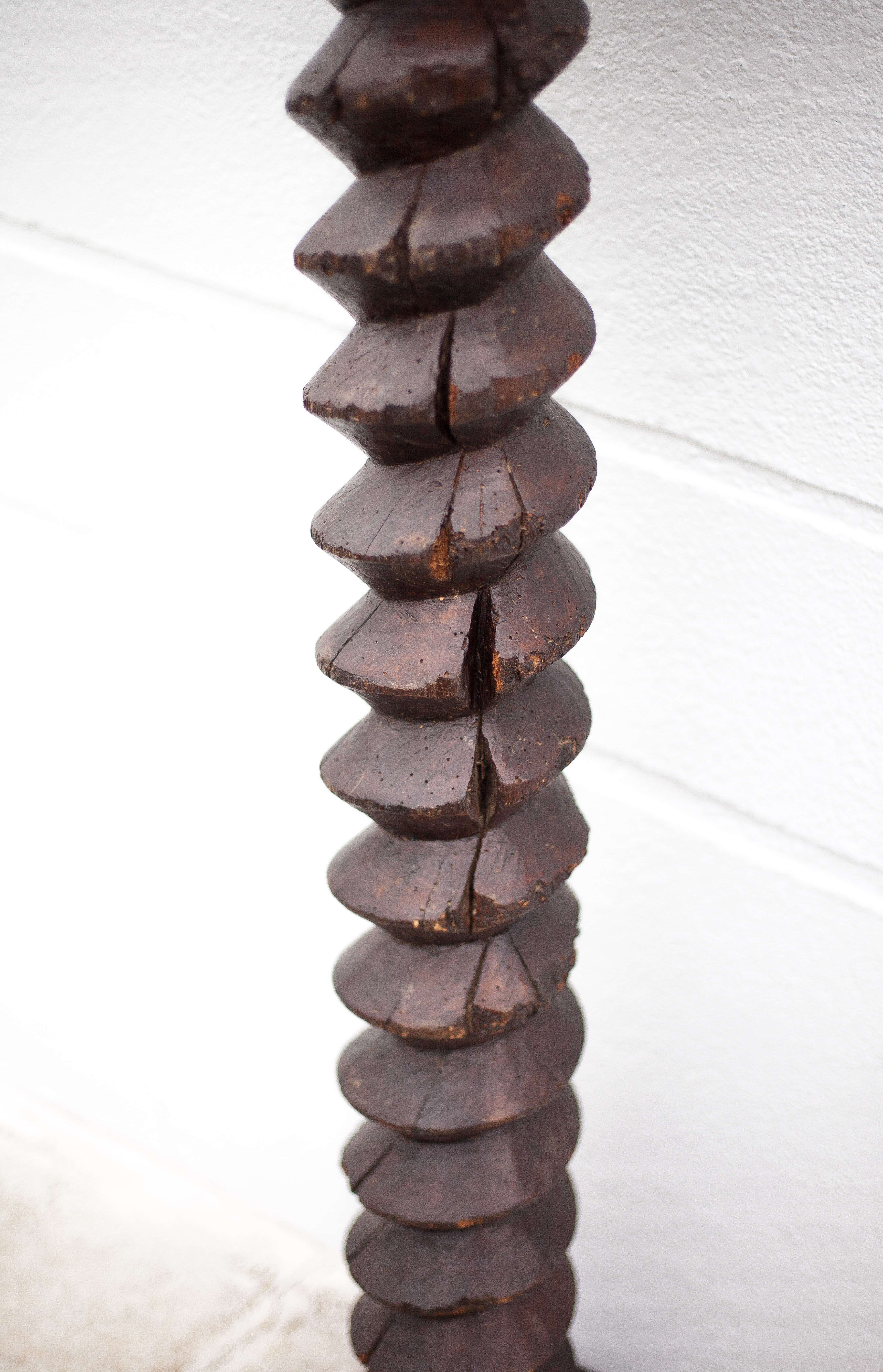 Pair of old wooden harness press screws