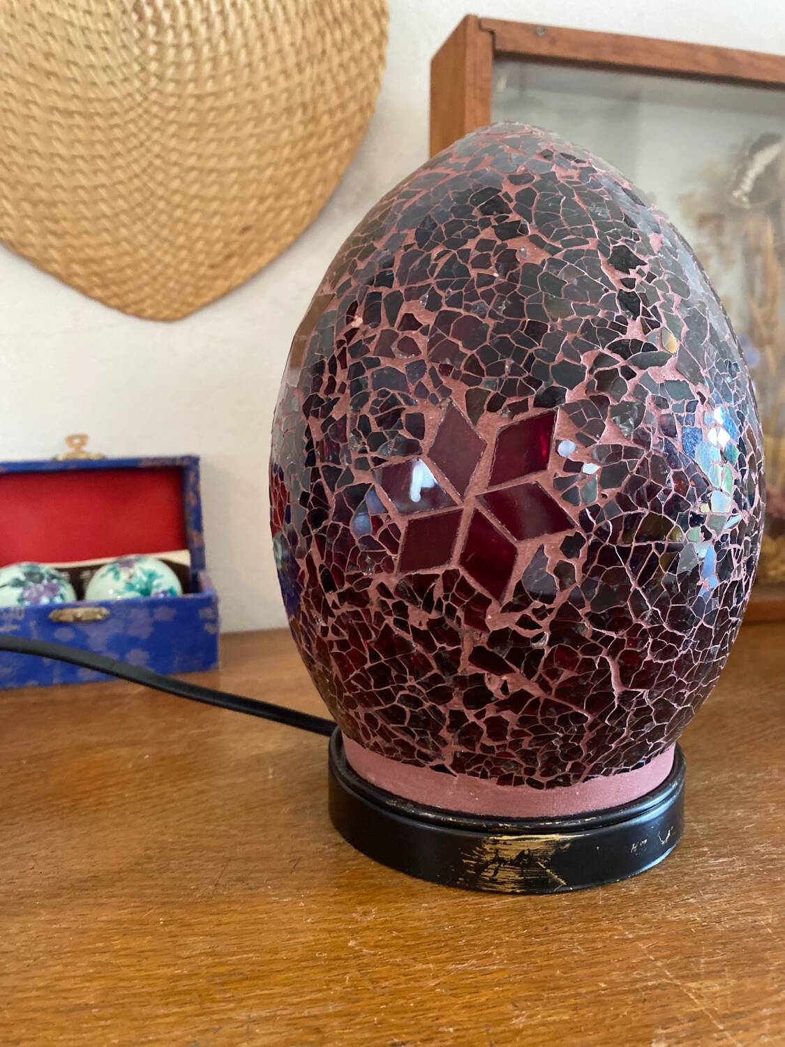 Lampe œuf mosaïque