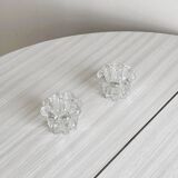 Duo of small crystal candlesticks