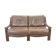 Mid century vintage boho 2-seater sofa with leather cushions