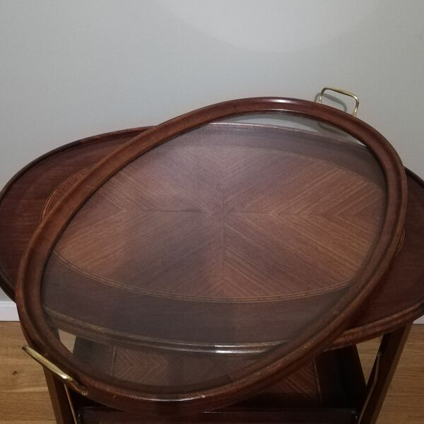 Desserte art déco en acajou et marqueterie