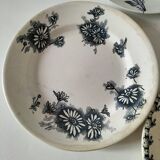 Set of 6 ironstone plates in shades of blue, late 19th to early 20th century.