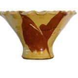 Bol ancien français en terre cuite à glaçure jaune