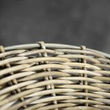 Vintage Mid-Century German Modern Round Woven Bamboo Armchair, 1960s