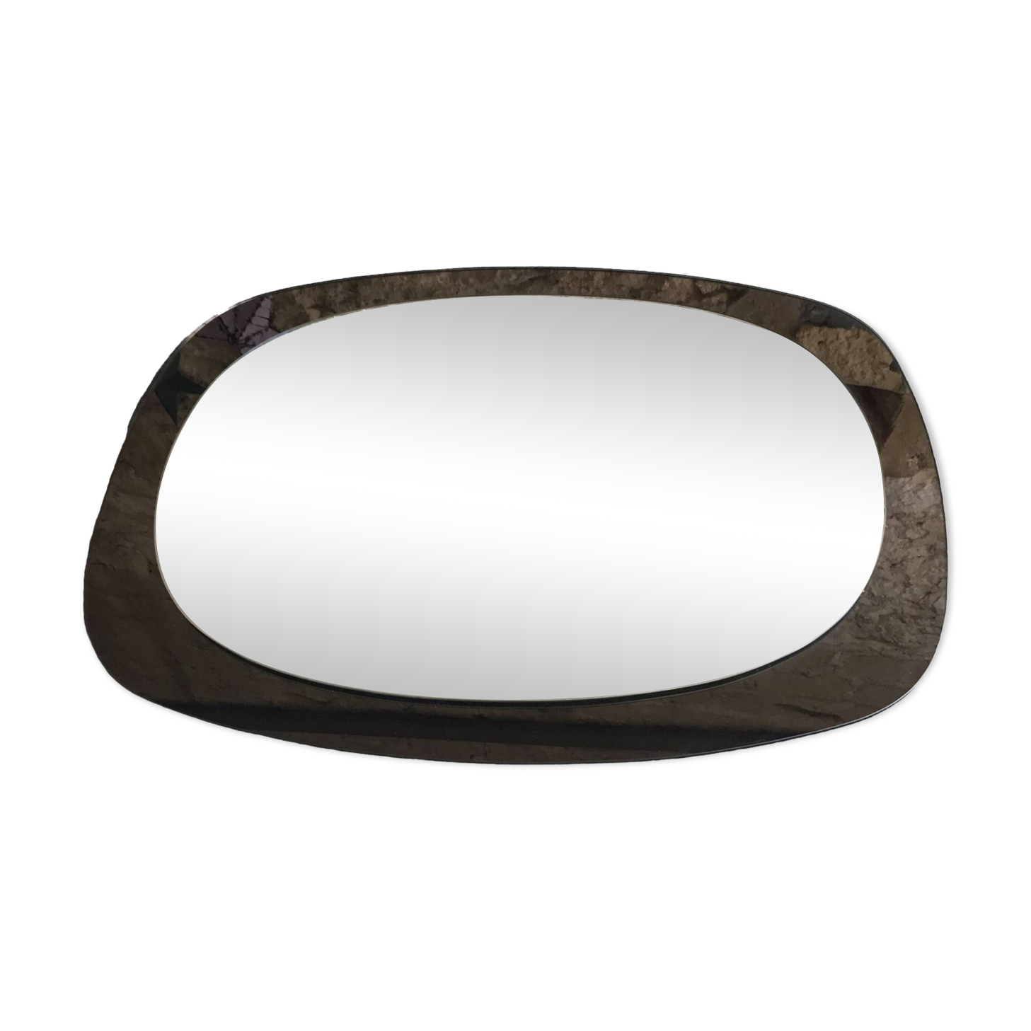 Space Age wall mirror ovoid smoked glass - design 1970