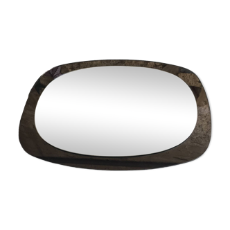 Space Age wall mirror ovoid smoked glass - design 1970