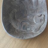 Wenge monoxyl carved dish decorated with fish