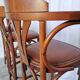 Set of 4 Vintage Bentwood Bar Stools, Brown Leather Seat, Nailhead Trim