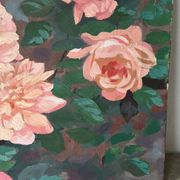 The roses, oil on canvas signed Mahelin.