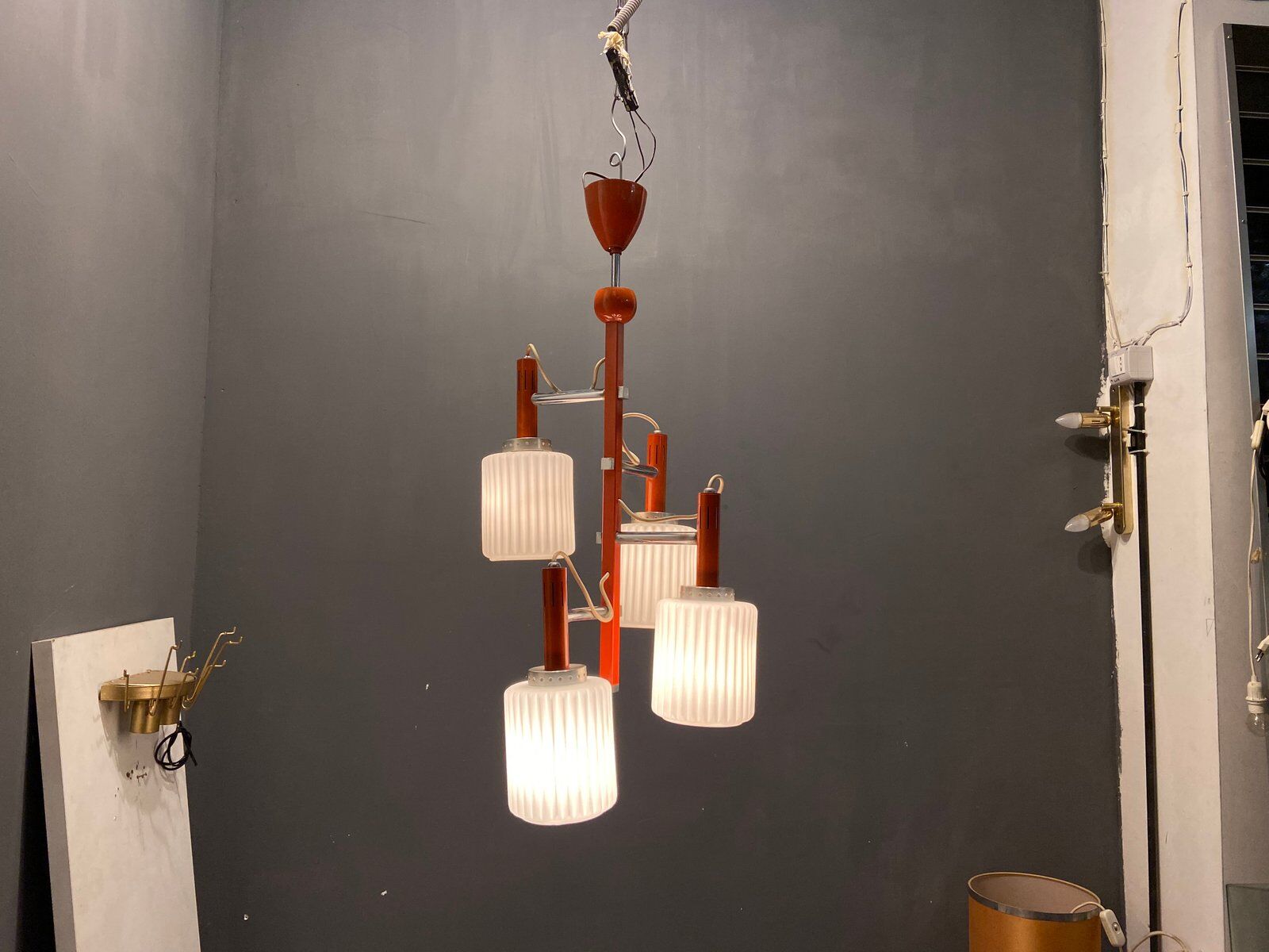 Mid-century italian orange opaline glass lamp
