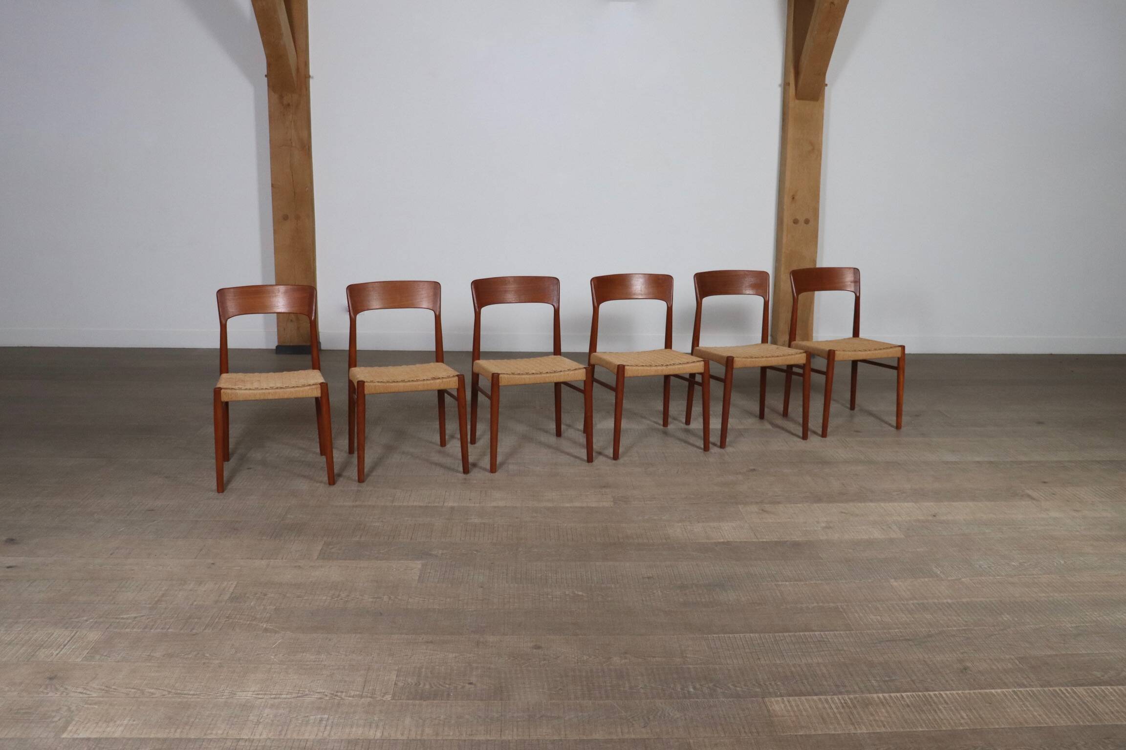 Kai Kristiansen Dining Chairs In Teak And Papercord For KS Mobler, Denmark 1960s, Set Of 6