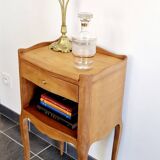 Solid cherry bedside table - Louis XV style - Signed DR