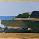 Mid-Century Modern Swedish Oil Painting "Coastal Musing" Framed Landscape