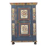 Rustic Farmhouse Antique Folk Art Painted Bridal Cabinet 1863