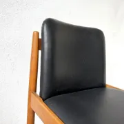 Scandinavian chair in beech and black faux leather, 1960s