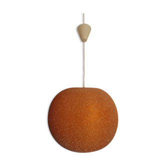 Hanging lamp ball granular resin orange 1970