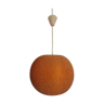 Suspension boule résine granuleuse orange 1970