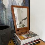 Vintage free-form teak entrance mirror 50s