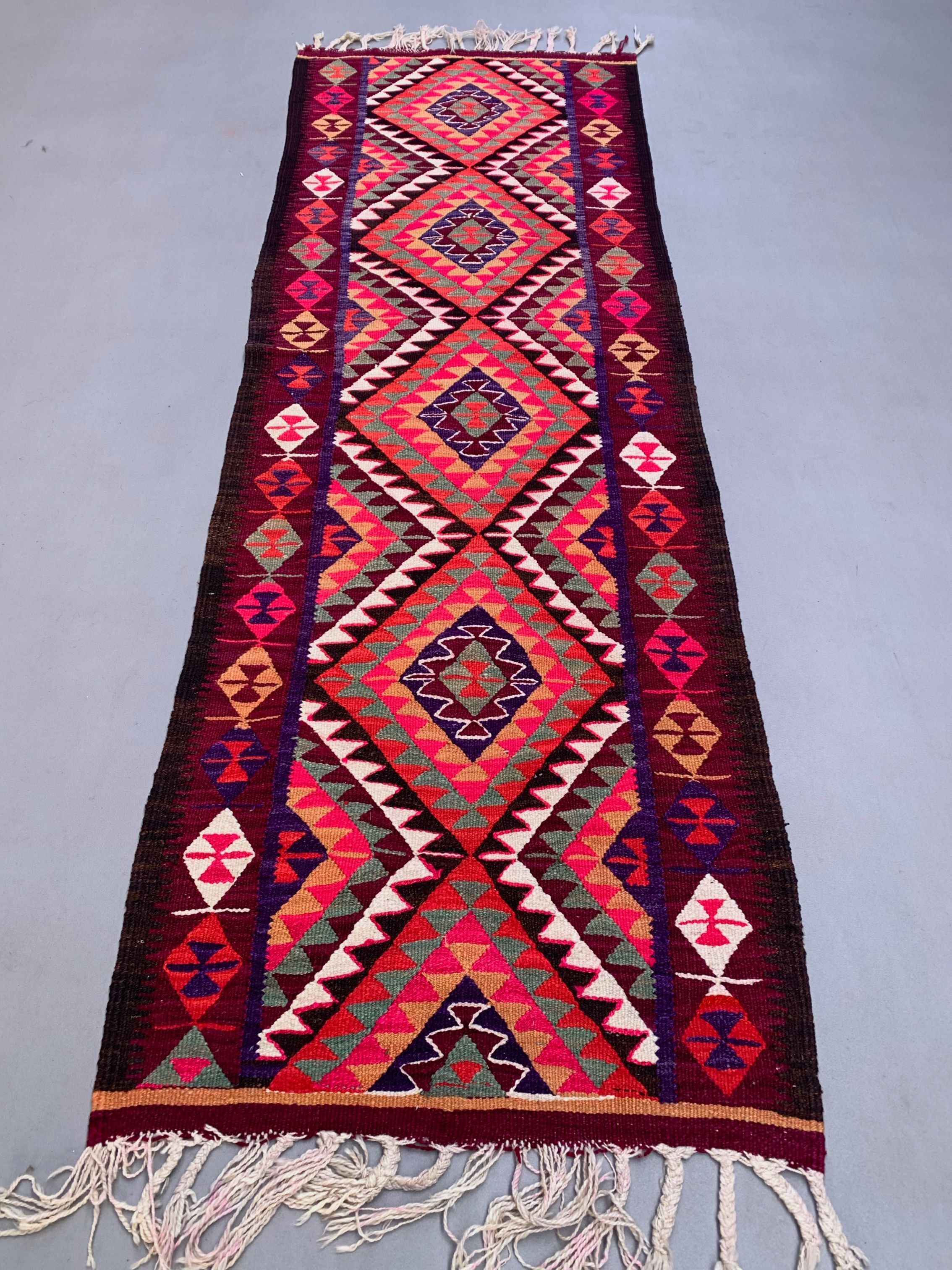 Old turkish kilim runner 275x90 cm