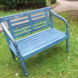 Mid century distressed painted garden bench