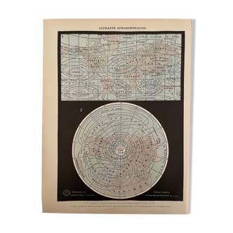 Lithograph engraving on atmospheric currents of 1897