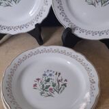 6 dessert plates floral and golden decoration - Model Printemps de Digoin - circa 1950