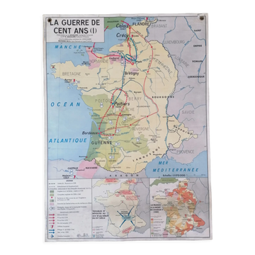 Ancienne carte MDI historique : La guerre de 100 ans.