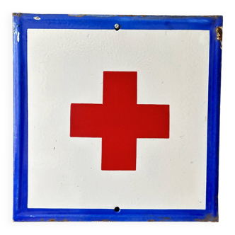Red cross hospital vintage europe industrial enamel sign decoration architecture