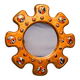 Sun-shaped modernist enamel mirror by J. Capo Esmaltes, Spain, 1970s
