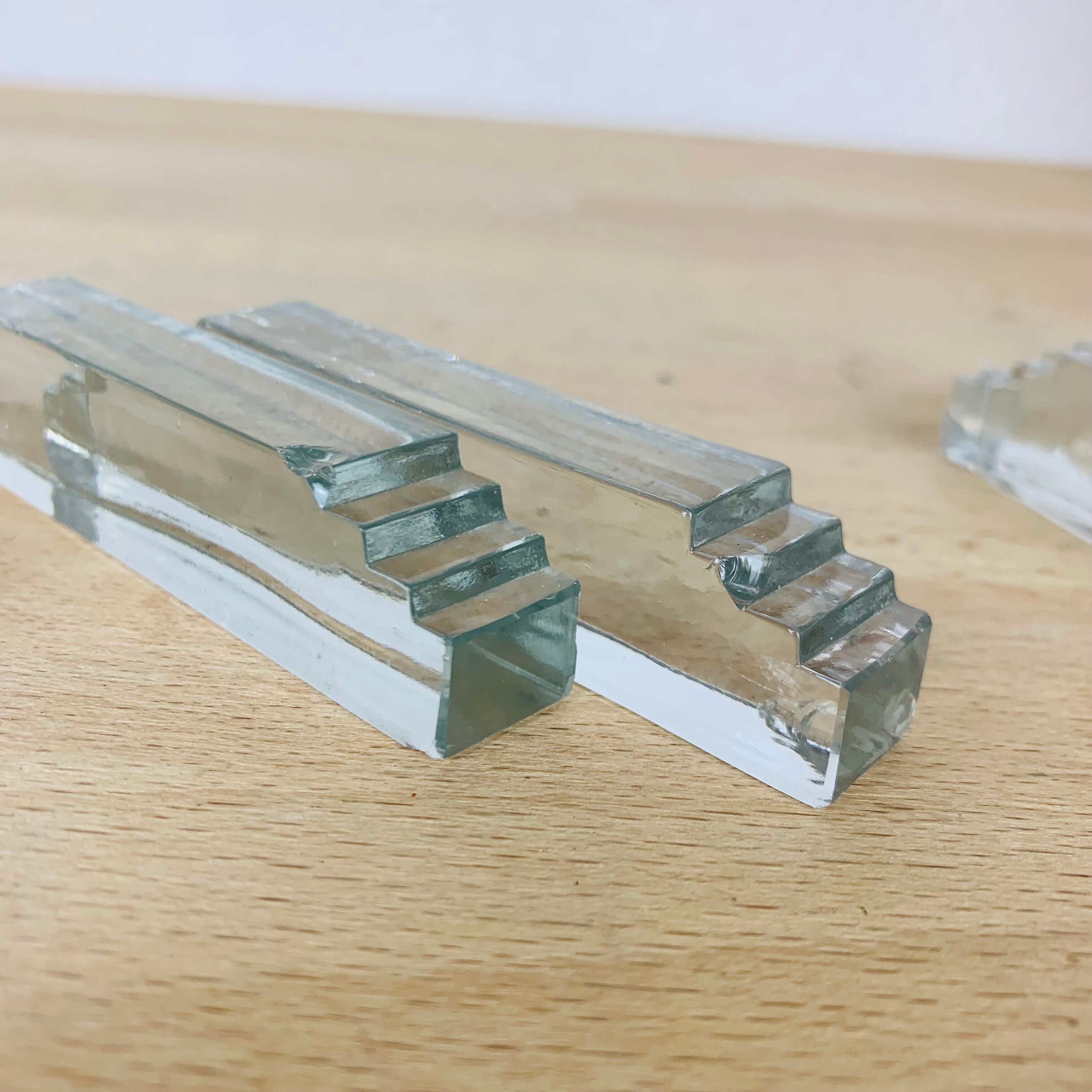 11 art deco glass knife holders and salt shaker