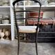 Napoleon III chair in blackened wood and beige fabric