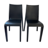 2 chaises pauline cuir noir designer Thierry Poubeau