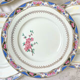 Set of 6 porcelain plates and 6 small mismatched vintage plates ~ Dinner service for 6 people ~