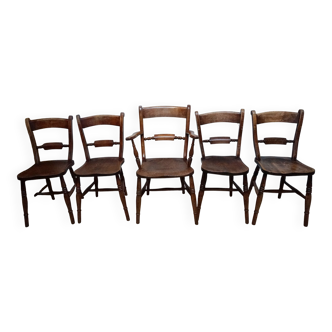 Antique Oxford Windsor chairs, 1850s set of 5