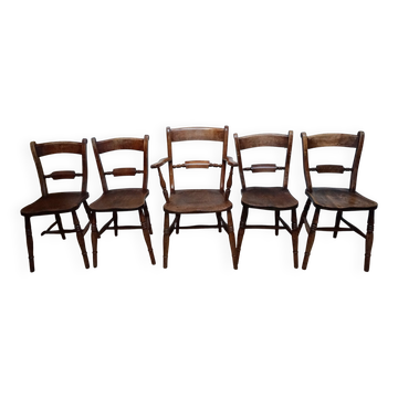 Antique Oxford Windsor chairs, 1850s set of 5