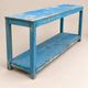 Old patinated blue wooden workbench – Workshop console