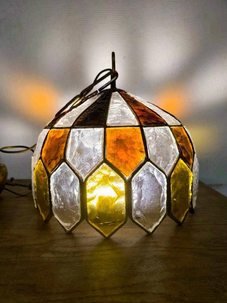 Brutalist glass suspension light by Albano Poli for Long.