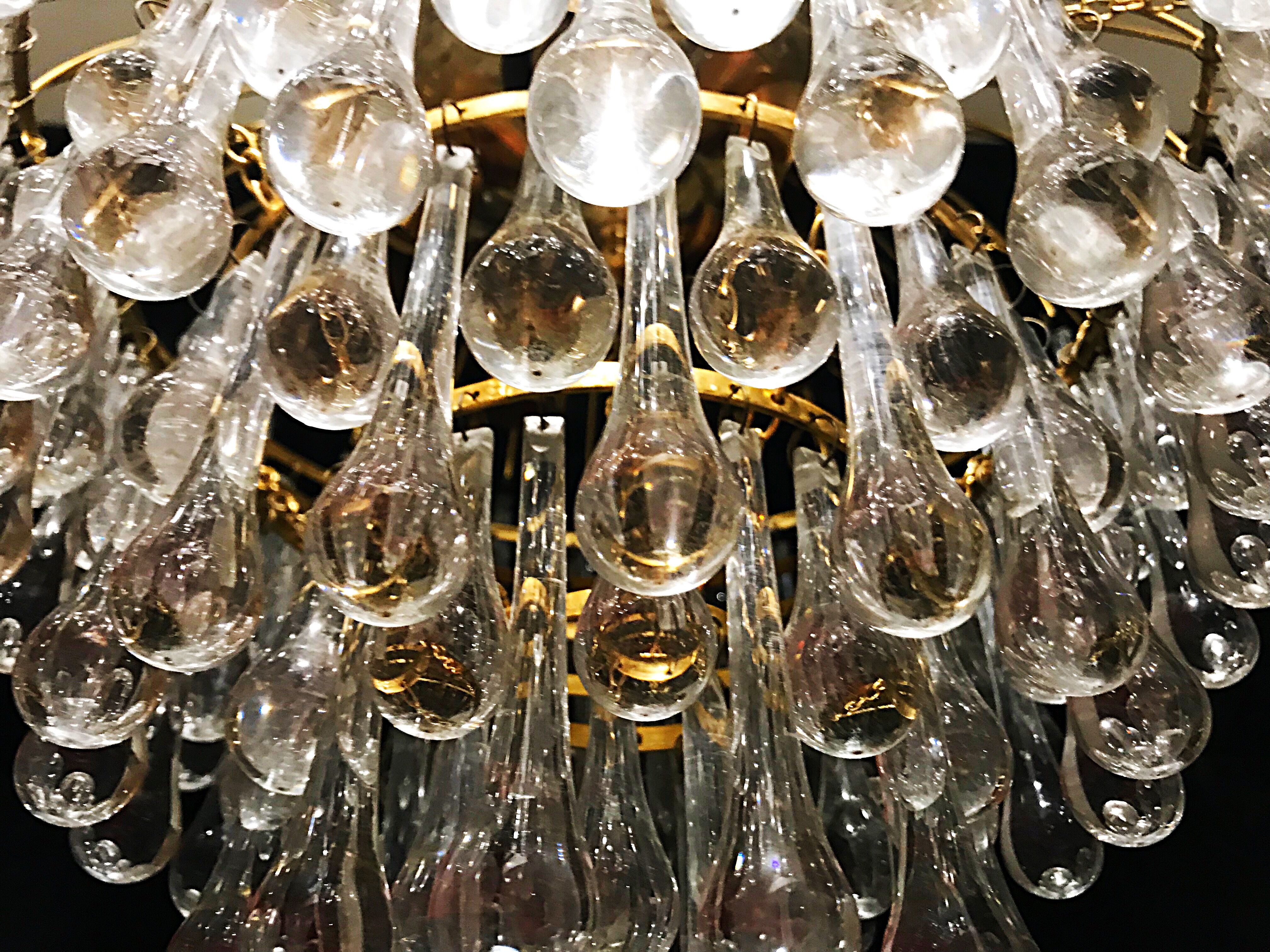 Paolo Venini drops handblown glass with gilt gold structure 1970