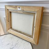 Painting oil on canvas city and trees framed pastel tones signed vintage