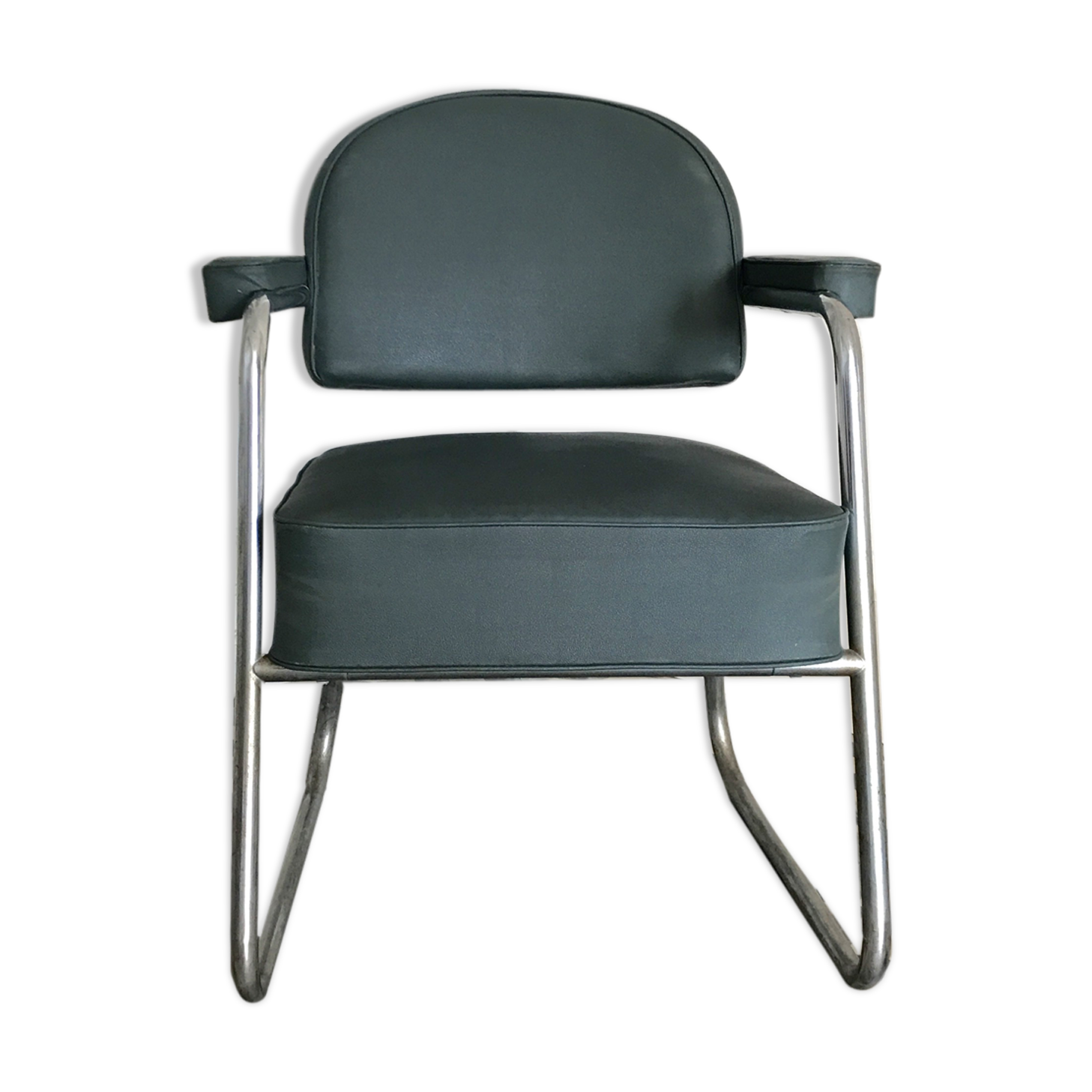 Fauteuil de bureau industriel skaï gris