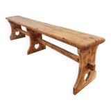 Large old oak farm bench with heart decor
