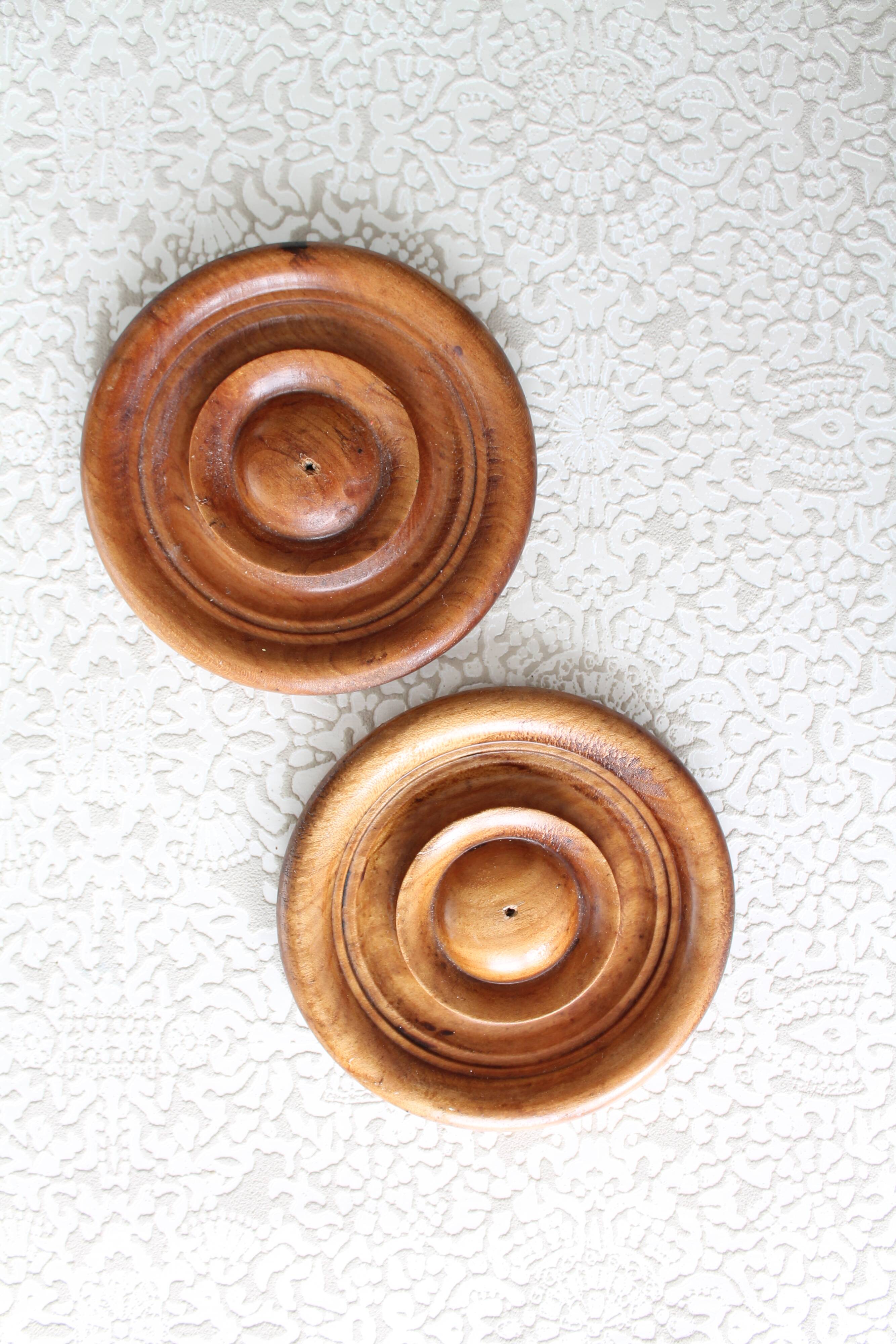 Natural turned wooden decorations from France x 2